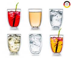 Creano doppelwandiges Thermoglas 250ml „DG-Hoch“, 6er Set, großes hitzebeständiges Trinkglas aus Borosilikatglas, Kaffee-/Teeglas
