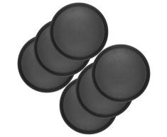 6 x WELLGRO® Gastro Tablett - Ø 35 cm rund, schwarz - antirutsch Kellnertablett Set - Serviertablett - Gastrotablett - Gläsertablett