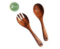 Thursday April Salatbesteck Holz Löffel Gabel Olivenholz 2-teiliges Holzbesteck Salatgabel Salatlöffel Küchenhelfer Olivenholz