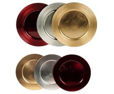 Riyashop Dekoteller Teller Dekoplatte Kerzentablett Obstteller Platte Shabby Rand Linien (Rot)