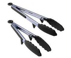 grillzange mit integriertem Standfuß - küchenzange aus hochwertigem edelstahl und lebensmittelqualität silikon