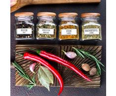 117 Gewürzetiketten Feinschmecker Edition XL – Gewürzaufkleber, Mehl Salz & Zucker wasserfest für Gläser, Dosen und Regale (schwarz/weiß)