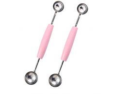 Centraliain Obstballer, 2 Stück Leichter Melonenballer Mit Zwei Enden Kücheneisschaufel Obstlöffel Rosa