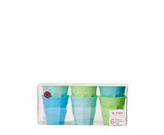 Melamin Becher 6er Set Blau und Grün Töne 9 cm hoch