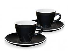 CLF-AH Espressotassen & Unterteller Set, schwarz, 4-teilig, 90ml