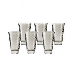 Leonardo 014773 Set 6 Becher Wassergläser groß Optic, spülmaschinenfest, basalto grau/schwarz