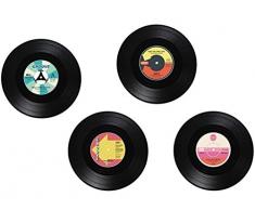Out of the blue Untersetzer im Schallplatten Design, bietet Schutz vor Abdrücken, Flecken, Hitze und Kratzern, ca. 11 cm, 4er Set im Geschenkkarton, Kunststoff