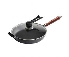 Wok, Wok/Wokpfanne Gusseisen- 26.7 Cm, Mit Griff In Holzoptik, Auch Für öl- Und Fettfreies Braten, Kratzfeste Antihaftbeschichtung Mit Echten Steinpartikeln, Induktionswok