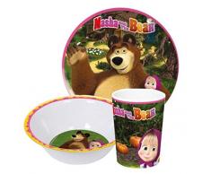 Mascha und der Bär Kindergeschirr Frühstücksgeschirr Geschirr Set 3 Teile Melamin