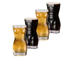 BAIVIN Sexy Biergläser- 4er Set, Weizenbierkrug Transparentes Glas Bierkrug Körbchen Getränkebecher Bar Nachtclub Weinglas, für Männer, Erwachsene Geschenk,700ML