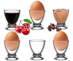 Platinux Eierbecher Set aus Glas 6 Teilig, Eierständer Eierhalter Frühstück Brunch Egg-Cup