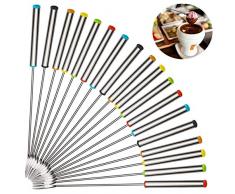 mengger Fonduegabeln Edelstahl 18 stücke 24 cm Spieße Fondue Gabel mit Edelstahlgriff für Käse Schokoladen Braten Marshmallows Fleisch Obst Schokolade Springbrunnen Käsegabeln Fonduegabel
