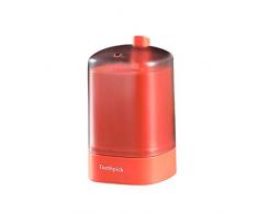 Tragbarer Hochwertiges Kunststoff Zahnstocherspender für Küche Zubehör,Inhaber Container Weizenstroh Haushalts rund Ständer Box,für Zuhause Hotel Restaurant (Orange)