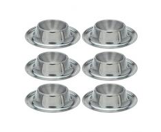 6-tlg. WELLGRO Edelstahl Eierbecher SET - stapelbar - Becher für 6 Eier - Eierhalter mit Ablage