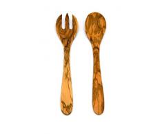 TNNature Premium Serie Olivenholz | Design Salatbesteck 2-teilig | Antibakterielles Sevierbesteck | Salatbesteck groß