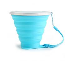 JINSANSHUN 270ml Klappbecher Ultradünn Faltbecher Tragbare Kaffeebecher Camping Trinkbecher Zusammenfaltbare Zahnputzbecher Travel Mug Silikon Retractable Becher Bruchfest Tasse - Blau
