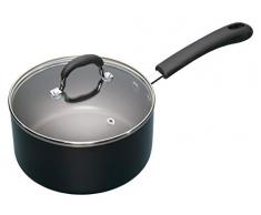 Master Class Aluminium-Antihaft-Emaille-Stieltopf mit Deckel, Schwarz, 20 cm