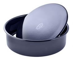 Dr. Oetker Hebeboden Ø 28 cm BACK-LIEBE EMAILLE, runde Backform mit schnitt- & kratzfester Emaille-Versiegelung, Kuchenform für köstliche Torten (Farbe: Blau), Menge: 1 Stück