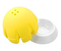 FACKELMANN Zitronenpresse mit Halter aus Silikon ist Testsieger, frisch gepresster Saft ohne Kerne, Küchenhelfer zum Pressen von Limetten (Farbe: Gelb/Weiß), Menge: 1 Stück