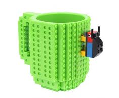Gowind6 DIY Build-On Brick Mug 350ml Kaffeetasse Kreative Bausteine Tasse Kaffeetasse Teetasse Getränk Weihnachten Geburtstag Festival Geschenk, grün, 13 X 13 X 10cm/5.12 X 5.12 X 3.94