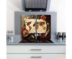 decorwelt | Herdabdeckplatten 2x30x52 cm Ceranfeldabdeckung 2-Teilig Universal Elektroherd Induktion für Kochplatten Herdschutz Deko Schneidebrett Sicherheitsglas Spritzschutz Glas Gewürze