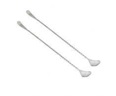 Kosma 2er Set Edelstahl Cocktail Mixing Löffel mit Paddel | Twisted Stem mischen Löffel mit Schaber | Cocktail Löffel rühren - 50 cm
