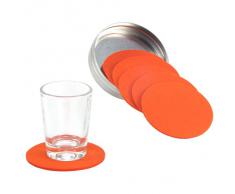 6 Filzuntersetzer. Orange. Ø 100 mm. In Metalldose. Nr. 46031