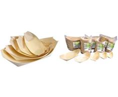 NATUREstar 100 x Holz-Schälchen | Bio Snackschalen für Fingerfood | 100% kompostierbar und umweltfreundlich | Holzschiffchen | Holzboote | Holzschalen | Party Geschirr | Naturprodukt (L (18 x 9cm))
