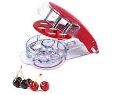 Romote 1 STK. Kirschpitter mit Griff 6 Kirschen auf einmal Progressives Kirschpitter-Werkzeug Kirschkernentferner Kirschkernentferner Obstentfernungswerkzeug(rot)
