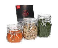 MamboCat 3-TLG. Set Drahtbügelglas Fido 0,5L + 0,75L + 1,0L I Einmachglas mit Bügelverschluss I Vorratsglas I Küchen-Zubehör I Hobby