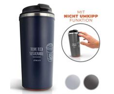 uNature® Premium Kaffeebecher to go mit Nicht UMKIPP Funktion, Tee & Kaffee zum mitnehmen, 500ml Getränkebecher mit Deckel, Doppelwandig, nachhaltiger Kaffee to Go Becher in Blau