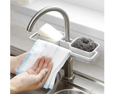 Vssictor Zweischichtiges Abflusslagerregal für Spüle Regal,Zuhause Rack ablassen Wasserhahn Schwamm Seifenlappen Lagerregal Home Küchenwerkzeug