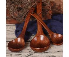 BESTonZON Holz Suppenkelle Suppenlöffel Schöpflöffel mit Langem Griff Kochgeschirr 28cm