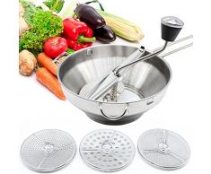 RANZIX Gemüsemühle Passiergerät/Passiermühle aus Edelstahl mit 3 Round Discs-Stainless Steel