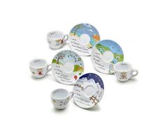 Heaven and Angels Espressotassen Set dickwandig; 4er–Set; Art Collection Design Vier Jahreszeiten; Glücksengel Schutzengel Geschenkidee von heavenandangels; italienische Esspresso Engel-Tasse bunt