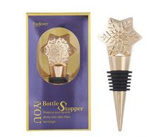 Yuokwer Weinverschluss Wine Stopper, Gold Schneeflocken Design Wein Verschluss Weinflasche Stopper Weinflaschenverschluss aus Metall Hochzeit Party Weihnachten, 1 Stück