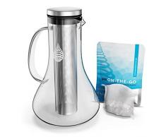 pH REPLENISH - Wasserfilterkanne mit langlebigem Filter für natürlich gereinigtes, basisches, ionisiertes Trinkwasser - reduziert Kalk & erhöht pH-Wert - Neues Modell 2019 - Glas - 1,8 l