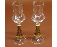 GTK - Geweihe & Trophäen KRUMHOLZ 2 teilig Grappa Grappaglas mit REH Geweih Griff Kristallglas Glas Grappakelche Neu