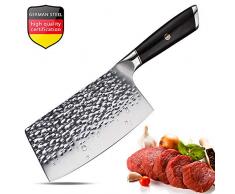 Aroma House Hackmesser Küchenmesser Chinesisches Kochmesser 7 Zoll Deutsch Hochgekohlter Edelstahl Hackbeil Messer mit Scharfe Klinge und Full-Tang Pakkawood Griff für Küche & Restaurant