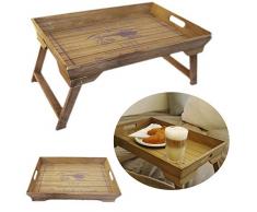 LS-Design Holz Betttablett klappbar 48cm Braun Frühstückstablett Vintage