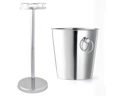 Bredemeijer Sekt-Champagner-Wein-Kühler mit Ständer ca. 90 cm hoch polierter Edelstahl - ideal für Feiern, Hochzeiten, Jubiläen, Partys und Sylvester-Veranstaltungen