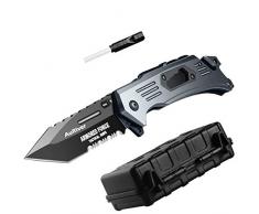 6-in-1 Klappmesser Outdoor Extra Scharf Messer,Taschenmesser mit Überzug Titan Edelstahl, Jagdmesser mit Anspitzer Pfeifen Flaschenöffner Schraubenzieher Glasbrecher Gurtschneider