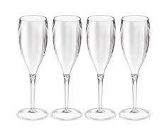 Koziol Cheers 4er Set Sektglas Kunststoff, Glas, Silber, 6 x 6 x 20 cm