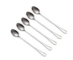 MoonyLI Langstiel-Löffel, 8-Zoll-Langstiel-Rührlöffel aus Edelstahl, Kaffeelöffel, Eislöffel, Cocktail-Rührlöffel, Tee, Kaffee, Milchshake, kaltes Getränk. 5 Stück