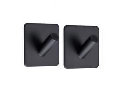 Celbon Selbstklebend Handtuchhaken Ohne Bohren Bad und Küche Edelstahl Schwarz Kleiderhaken 2 STÜCK