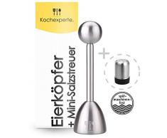 Kochexperte. - Eierköpfer + Salzstreuer aus Edelstahl | Eierschalensollbruchstellenverursacher | Eiersollbruchstellenverursacher | Eierschneider