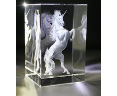 VIP-LASER 3D XL Glas Kristall Einhorn Unicorn Feenstaub Gravur Geschenk Weihnachten und Geburtstag