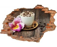 Medianlux 3D Wanddurchbruch Wandbild Wandaufkleber Sticker Kaffee Cappuccino Tasse Blüte, 90x60cm