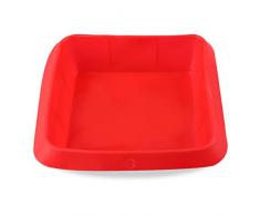 Belmalia Auflauf-Form Silikon, 100% BPA frei, Lasagne-Form, Kuchen-Backform, Kasten-Form, Antihaftbeschichtet, 20 x 20 cm Rot