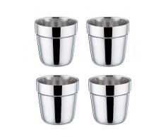 TEAMFAR Espressotassen 4er-Set, Edelstahl Dickwandige Doppelwandige Trinkbecher Teetasse Kaffeetassen Set für Daheim, Party, oder Camping, Unzerbrechlich & Wiederverwendbar, Spülmaschinenfest, 150ml